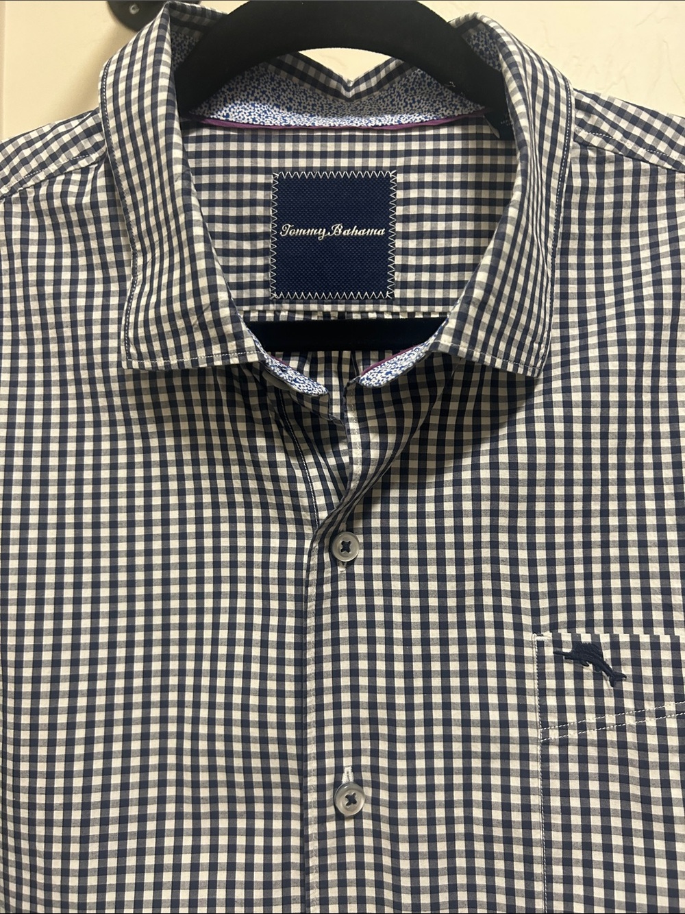 Tommy Bahama Navy and White Gingham Button-Down Shirt
